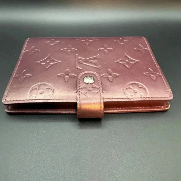 $119 Authentic Louis Vuitton Monogram Mat Agenda PM Notebook Cover Maroon FIRM - Picture 14 of 16